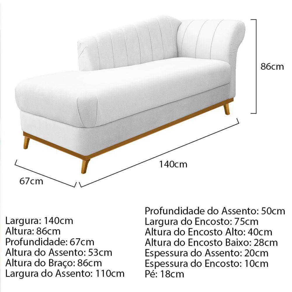 Kit Diva Recamier Vanessa 140cm Lado Esquerdo E 01 Poltrona Laura Suede Cor Branco - 6