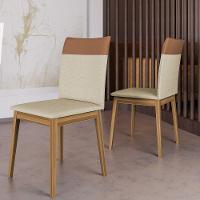 Conjunto 2 Cadeiras Cristal Linho Com Pés De Madeira Maciça Areia/caramelo Areia/caramelo - 2