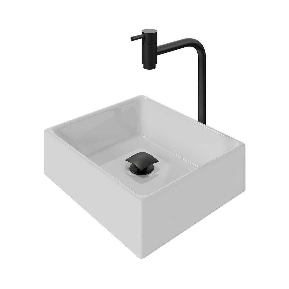 Kit Cuba Tulipa Com Torneira Inox Black Valvula Click Black Branco Branco - 1