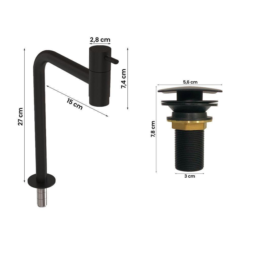 Kit Cuba Tulipa Com Torneira Inox Black Valvula Click Black Branco Branco - 4