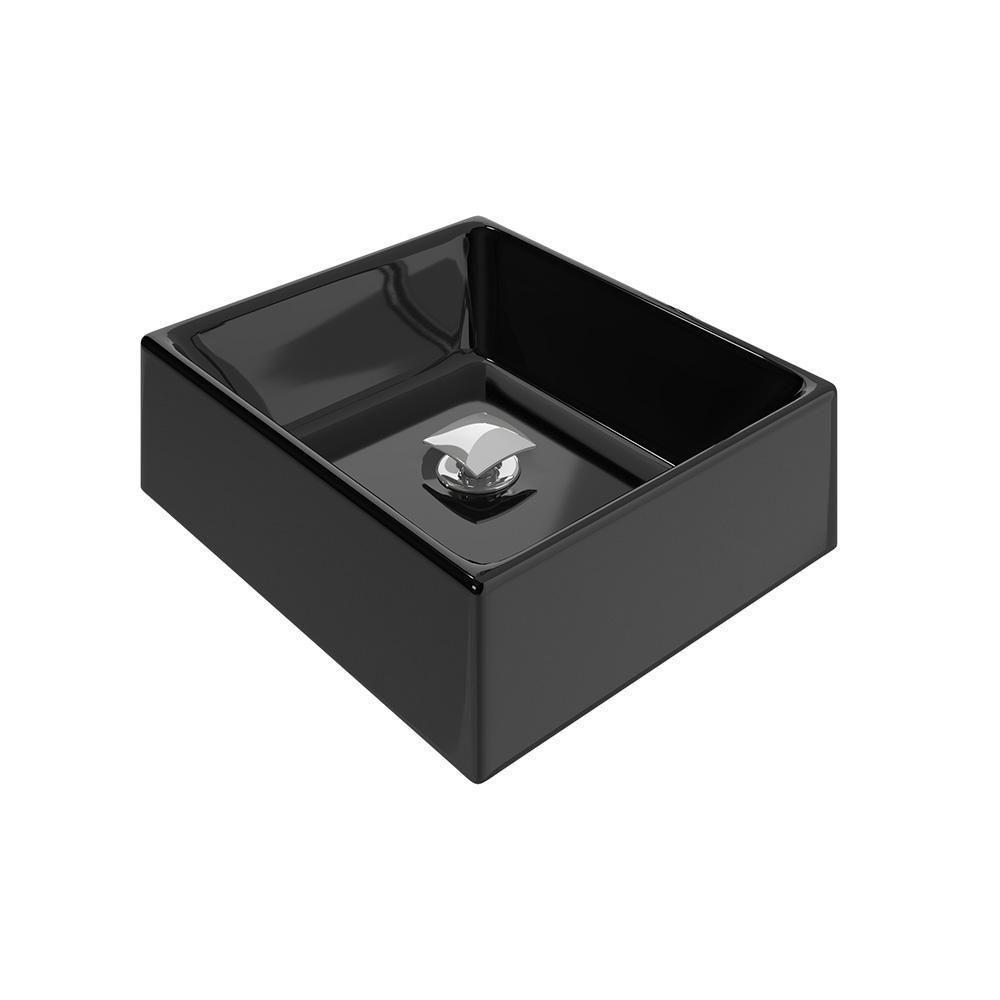 Kit Cuba Tulipa Sobrepor Com Valvula Click Quadrada Preta - 1