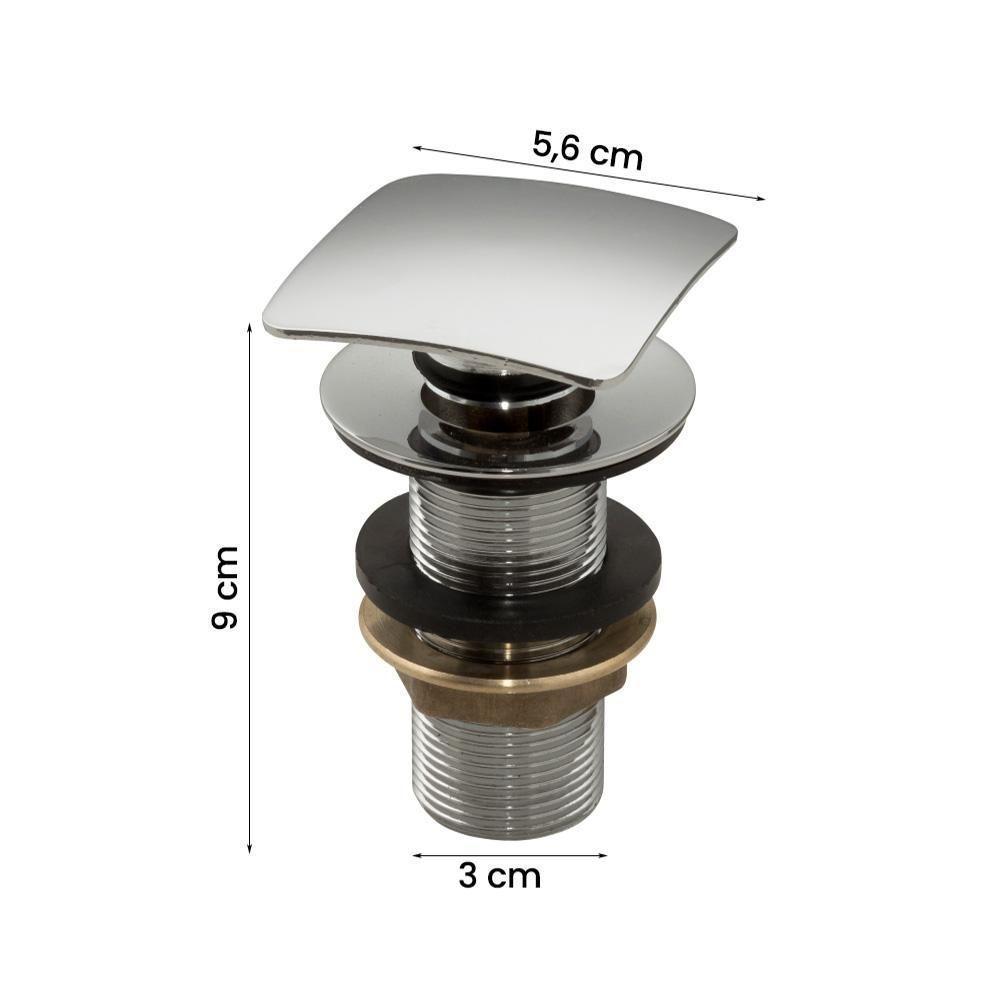 Kit Cuba Tulipa Sobrepor Com Valvula Click Quadrada Preta - 3