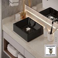 Kit Cuba Tulipa Sobrepor Com Valvula Click Quadrada Preta - 2