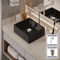 Kit Cuba Tulipa Sobrepor Com Torneira Inox E Valvula Click Preto - 4