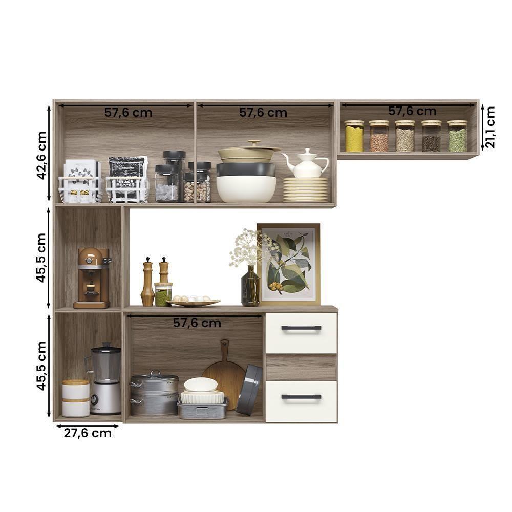 Armario Cozinha 7 Portas E 2 Gavetas Juliete Carvalho Nature/off White Carvalho Nature/off White - 2