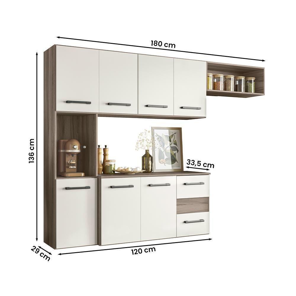 Armario Cozinha 7 Portas E 2 Gavetas Juliete Carvalho Nature/off White Carvalho Nature/off White - 3
