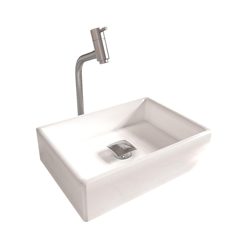 Cuba Pia Banheiro Torino Torneira Dl08 Valvula Inox Click Branco Branco - 1