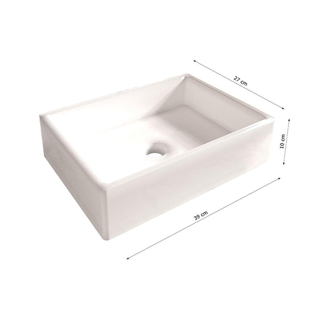 Cuba Pia Banheiro Torino Torneira Dl08 Valvula Inox Click Branco Branco - 4