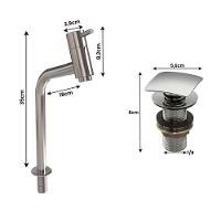 Cuba Pia Banheiro Torino Torneira Dl08 Valvula Inox Click Branco Branco - 3