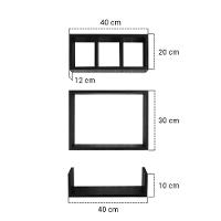 Kit 3 Peças Nicho Prateleira Para Banheiro 40 X 12cm Preto - 7