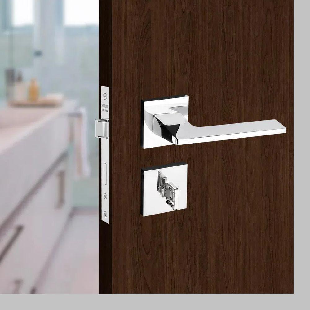 Fechadura Sara Cromada Roseta Quadrada 55mm Pado Banheiro / Wc - 4