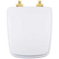 Tampa De Vaso Laqueado Com Amortecedor Boss Branco Para Bacia Incepa Com Ferragem Dourada - 1