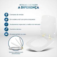 Tampa De Vaso Laqueado Com Amortecedor Boss Branco Para Bacia Incepa Com Ferragem Dourada