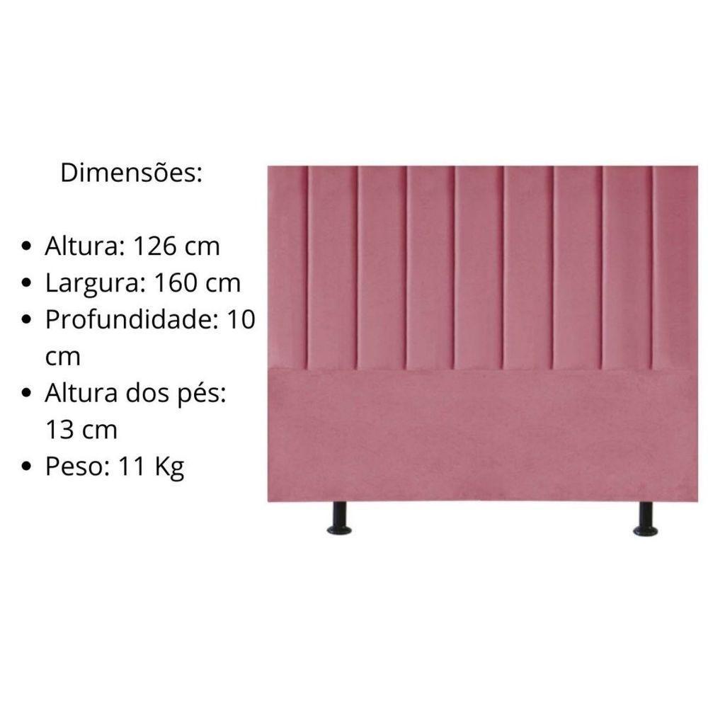 Cabeceira Estofada Cama Box Queen 160 Cm Sophia Carla Suede Cor:rosa - 4