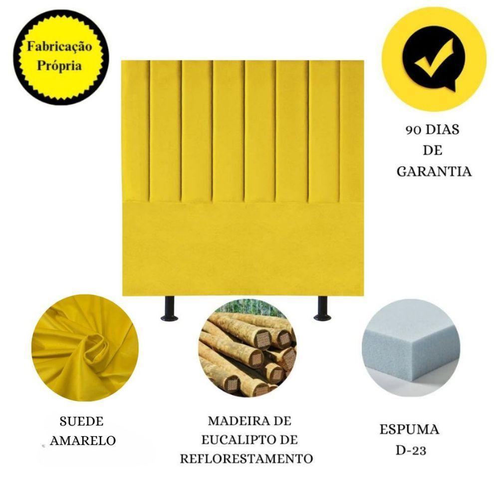 Cabeceira Estofada Cama Box Casal 140 Cm Sophia Carla Suede Cor:amarelo - 2
