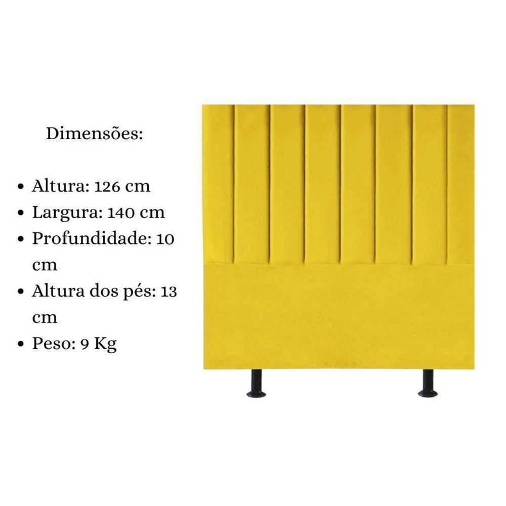 Cabeceira Estofada Cama Box Casal 140 Cm Sophia Carla Suede Cor:amarelo - 6