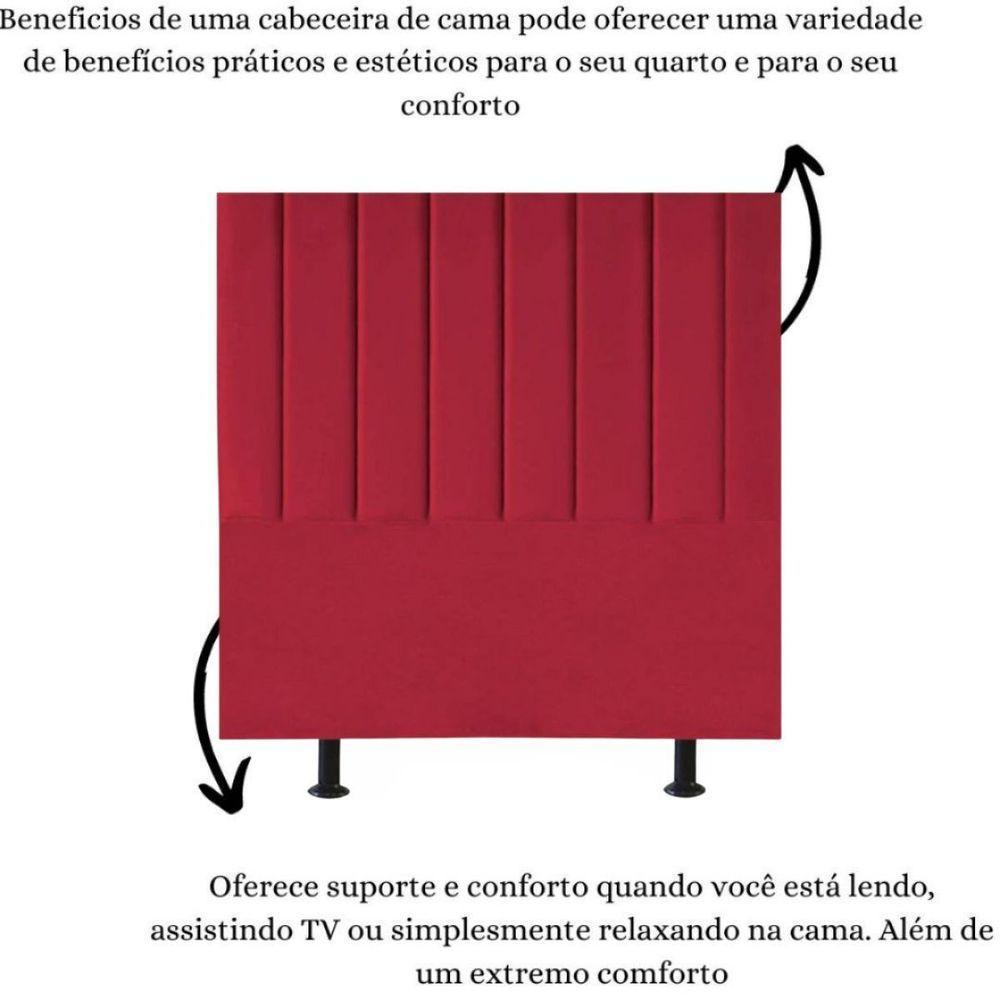 Cabeceira Estofada Cama Box Queen 160 Cm Sophia Carla Suede Cor:vermelho - 4