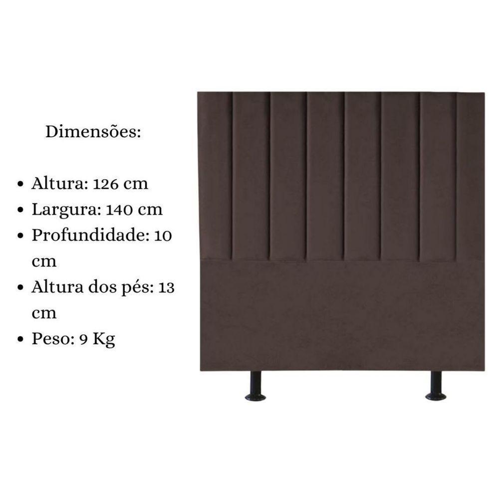 Cabeceira Estofada Cama Box Casal 140 Cm Sophia Carla Suede Cor:marrom - 5