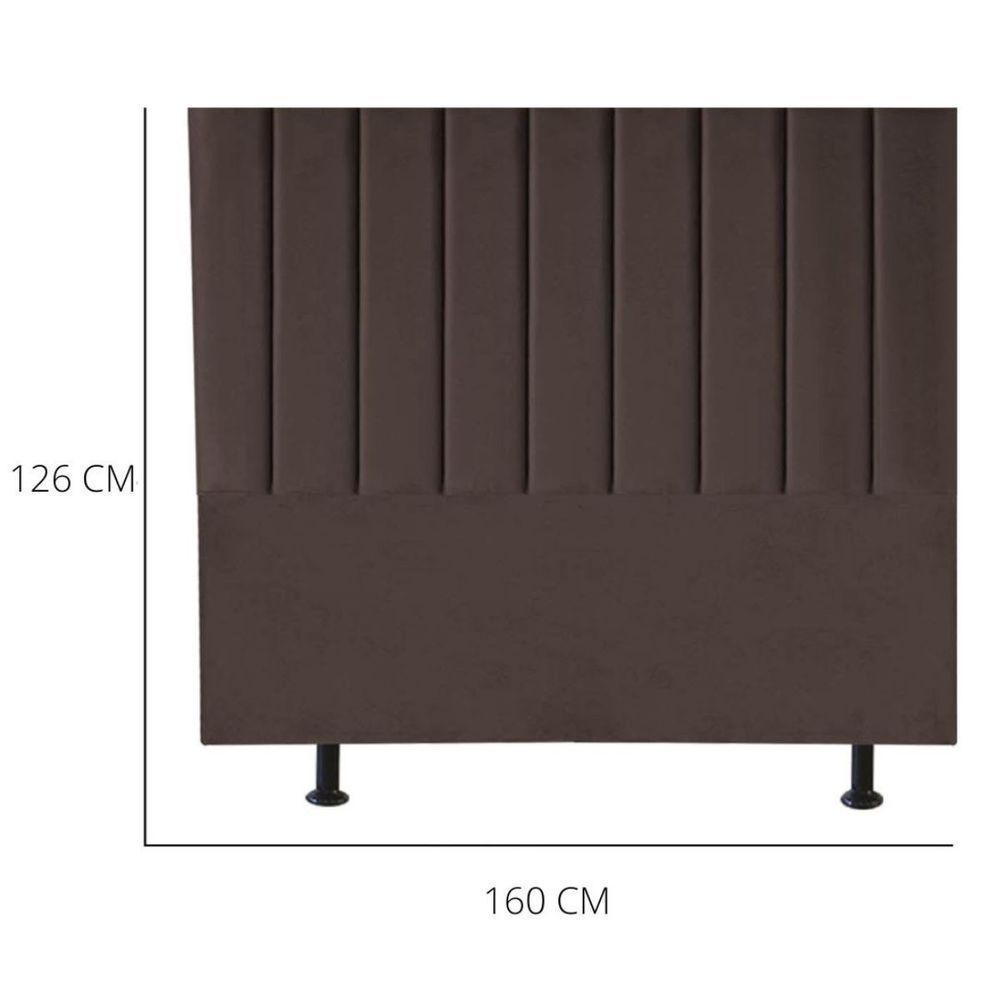 Cabeceira Estofada Cama Box Queen 160 Cm Sophia Carla Suede Cor:marrom - 5