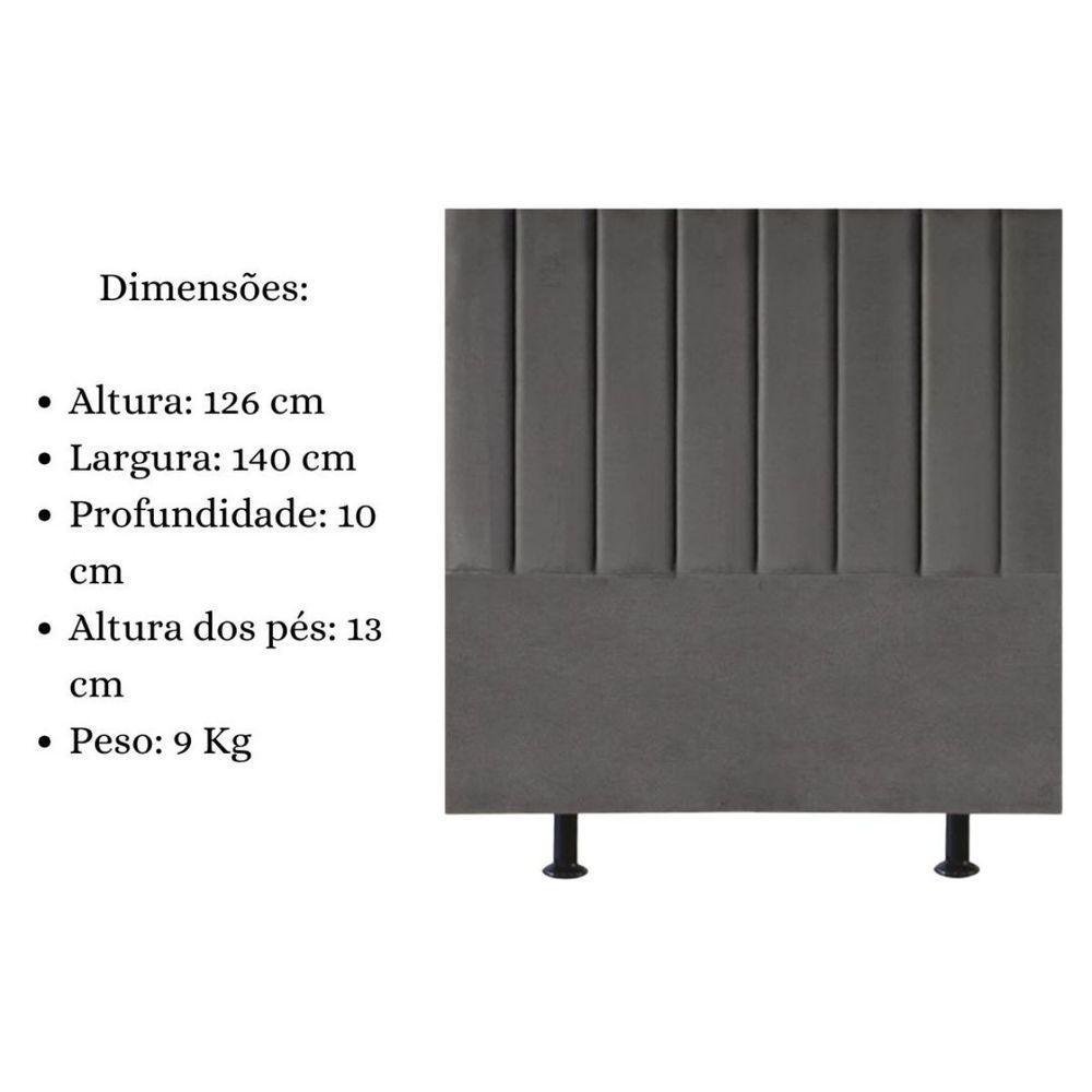 Cabeceira Estofada Cama Box Casal 140 Cm Sophia Carla Suede Cor:cinza Escuro - 5