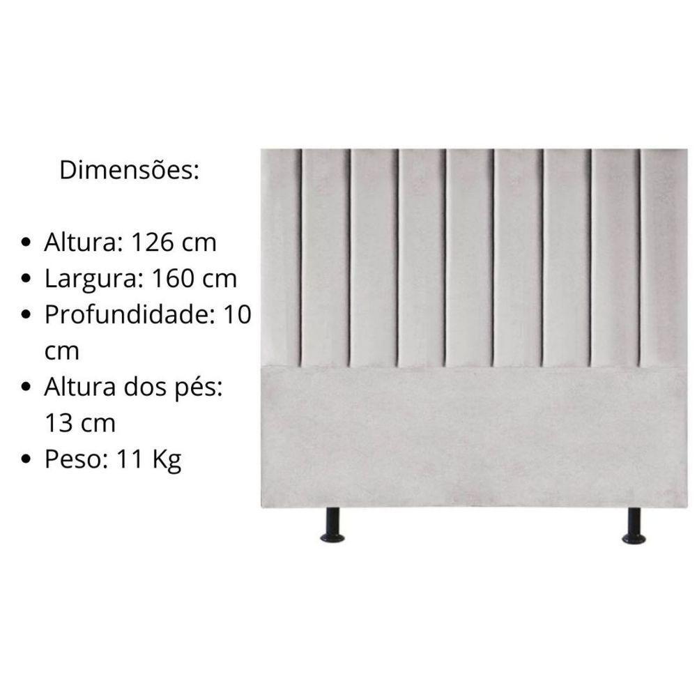 Cabeceira Estofada Cama Box Queen 160 Cm Sophia Carla Suede Cor:cinza Claro - 3