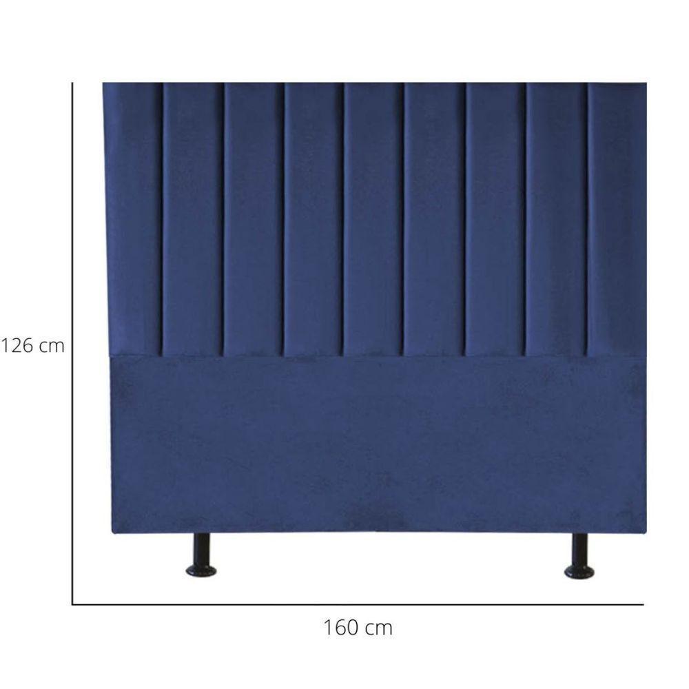 Cabeceira Estofada Cama Box Queen 160 Cm Sophia Carla Suede Cor:azul Marinho - 3