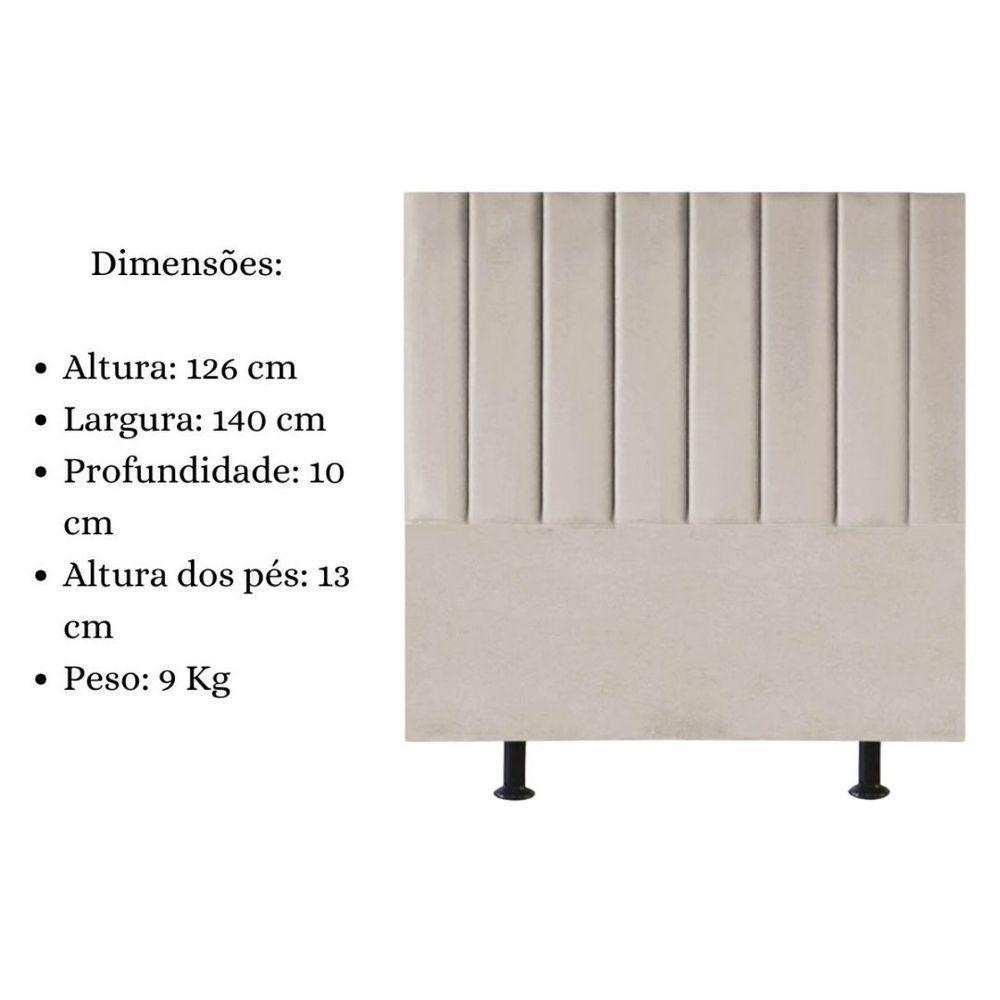 Cabeceira Estofada Cama Box Casal 140 Cm Sophia Carla Suede Cor:bege - 5