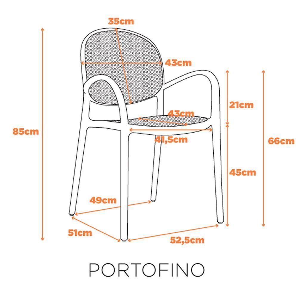 Kit 4 Cadeiras Empilhável Portofino Fratini Polipropileno Cor Azul E Assento Simulando Palha Natural - 2