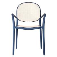 Kit 4 Cadeiras Empilhável Portofino Fratini Polipropileno Cor Azul E Assento Simulando Palha Natural - 3