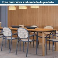 Kit 4 Cadeiras Empilhável Portofino Fratini Polipropileno Cor Azul E Assento Simulando Palha Natural