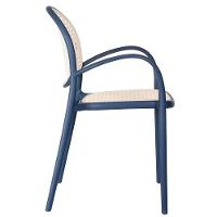 Kit 4 Cadeiras Empilhável Portofino Fratini Polipropileno Cor Azul E Assento Simulando Palha Natural - 6