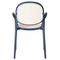 Kit 4 Cadeiras Empilhável Portofino Fratini Polipropileno Cor Azul E Assento Simulando Palha Natural - 7