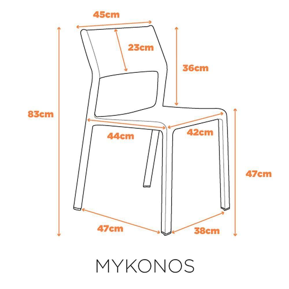 Kit 4 Cadeiras Empilhável Inmetro Mykonos Fratini Em Polipropileno Cor Preto - 2