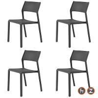 Kit 4 Cadeiras Empilhável Inmetro Mykonos Fratini Em Polipropileno Cor Preto - 1