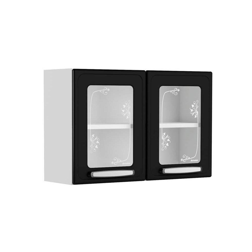 Módulo Cozinha Bertolini Evidence Armário 7006 2 Portas C-vidro Branco-preto - 1