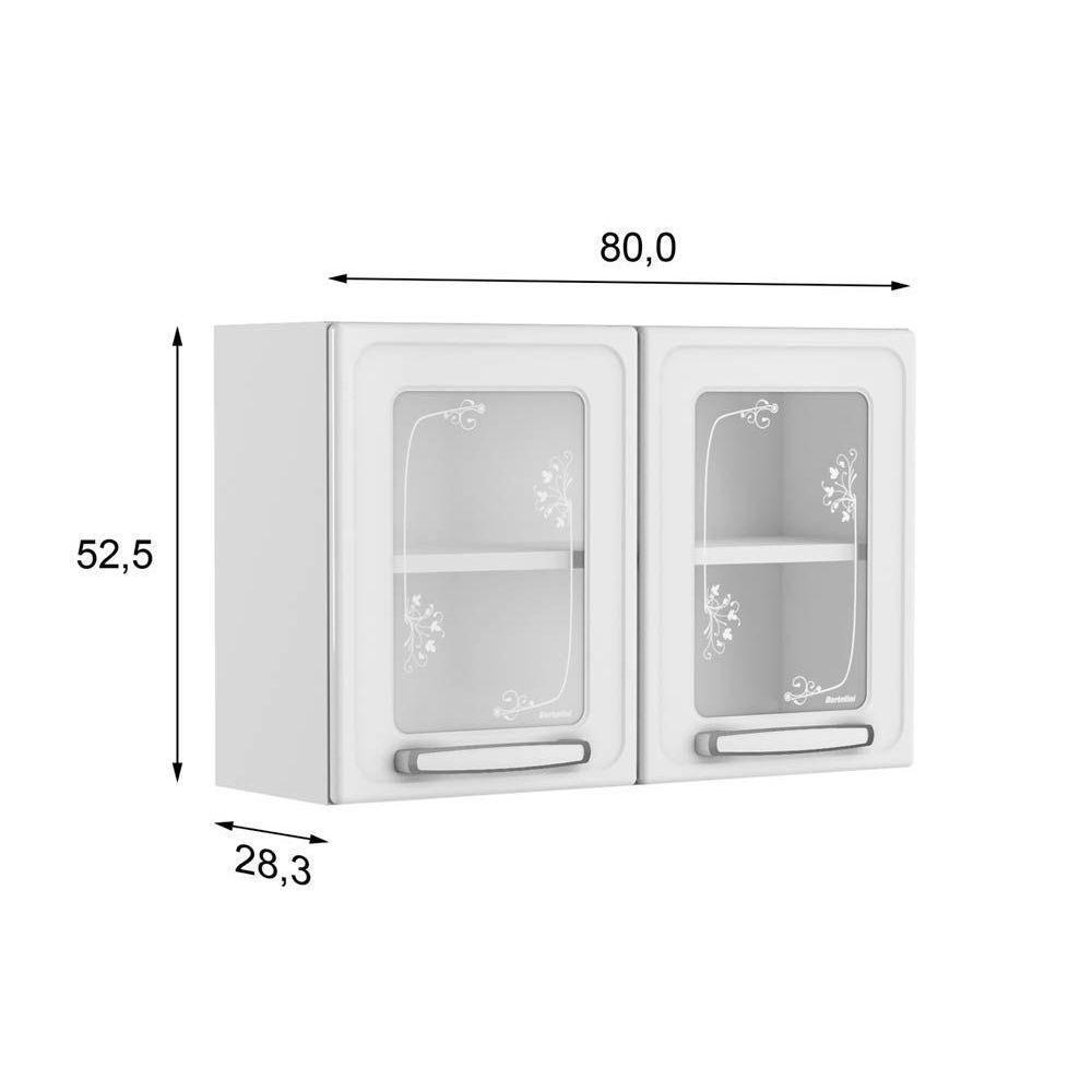 Módulo Cozinha Bertolini Evidence Armário 7006 2 Portas C-vidro Branco-preto - 6