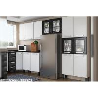 Módulo Cozinha Bertolini Evidence Armário 7006 2 Portas C-vidro Branco-preto - 7