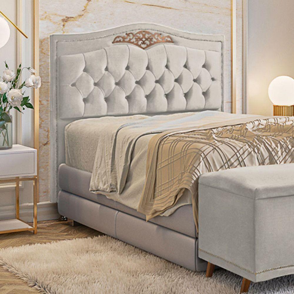 Cabeceira Holanda 1,60 Para Cama Box Queen - Veludo Marfim - 4