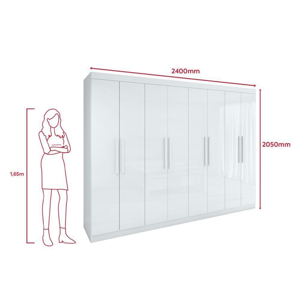 Guarda-roupa Casal Easy Slim 8 Portas Com Espelho E Pés Branco - 7