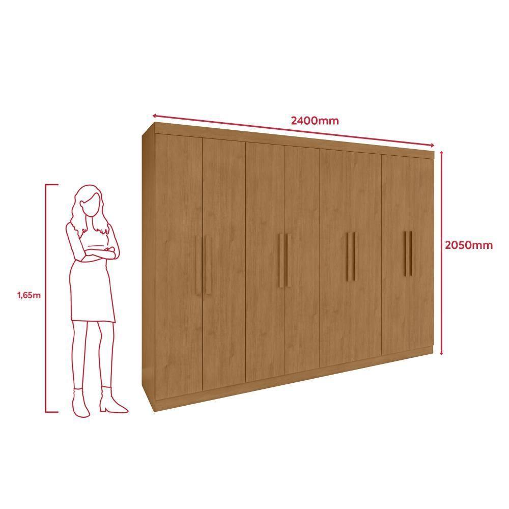 Guarda-roupa Casal Easy Slim 8 Portas Com Espelho Amendoa Clean Lopas - 4