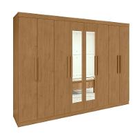 Guarda-roupa Casal Easy Slim 8 Portas Com Espelho Amendoa Clean Lopas - 2