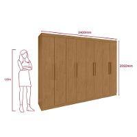 Guarda-roupa Casal Easy Slim 8 Portas Com Espelho Amendoa Clean Lopas