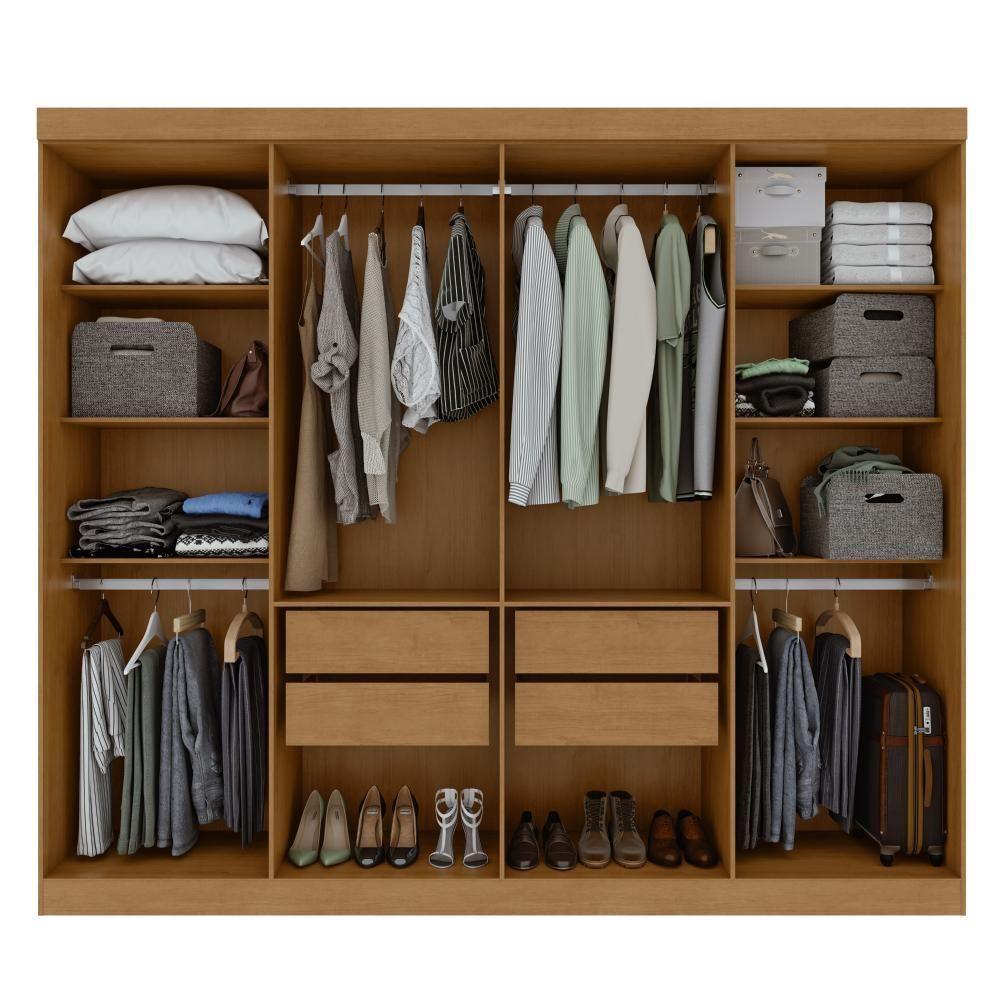 Guarda-roupa Casal Easy Slim 8 Portas Com Pés Amendoa Clean/off White - 4