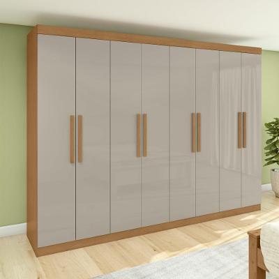 Guarda Roupa Casal Easy Slim 8 Portas 4 Gavetas Amendoa Clean-Off White MDP