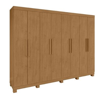 Guarda Roupa Casal Easy Slim 8 Portas 4 Gavetas Amendoa Clean MDF Móveis Lopas