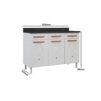 Módulo Cozinha Telasul Mirage New Balcão  3 Portas e 3 Gavetas c/ Tampo Branco - 4