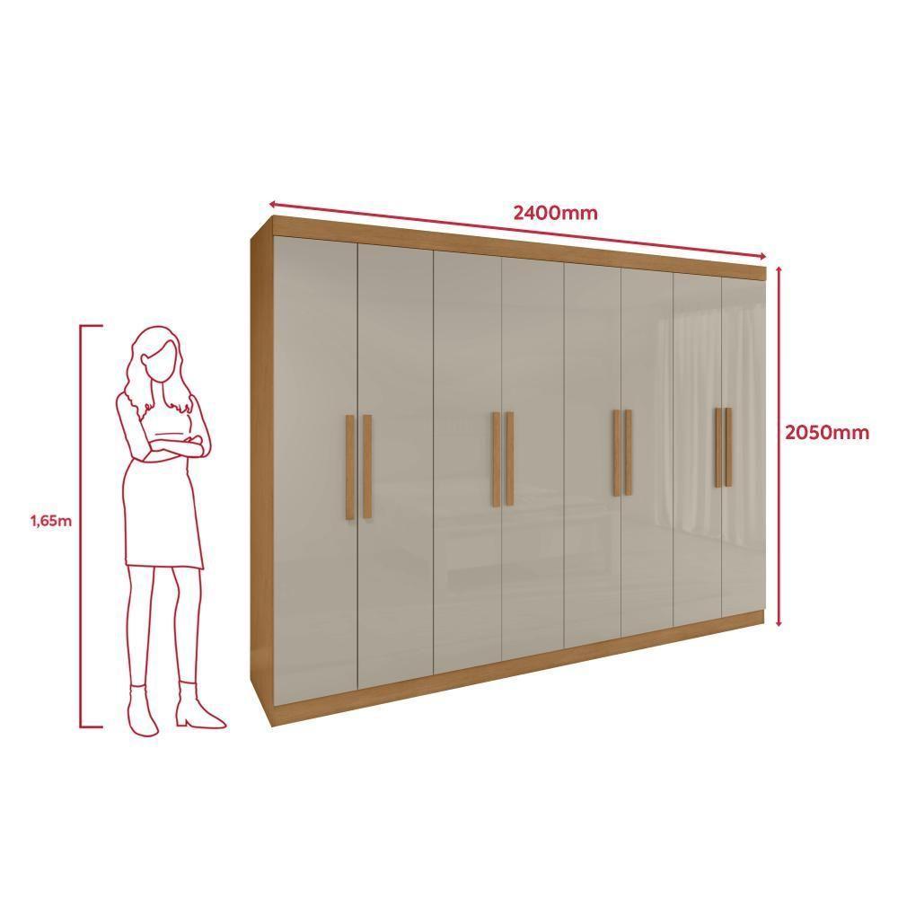 Guarda-roupa Casal Easy Slim 8 Portas Com Espelho E Pés Amendoa Clean/off White - 7