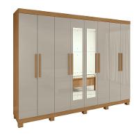 Guarda-roupa Casal Easy Slim 8 Portas Com Espelho E Pés Amendoa Clean/off White - 1