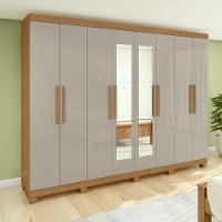 Guarda-roupa Casal Easy Slim 8 Portas Com Espelho E Pés Amendoa Clean/off White - 2