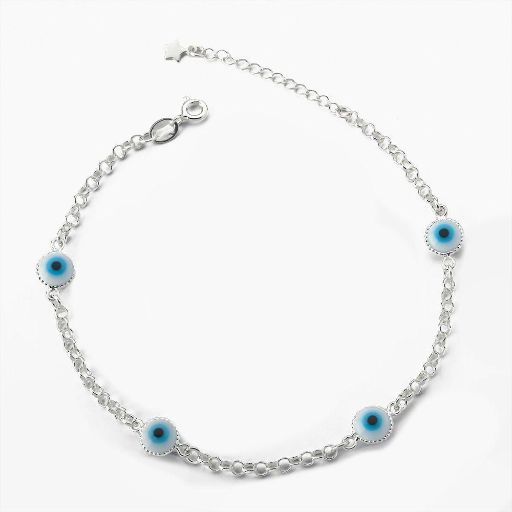 Pulseira Com 4 Olhos Grego Prata 925 - 1